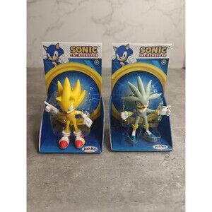 Sonic The Hedgehog Silver & Super Sonic Action Figures Jakks Pacific 2.5" New